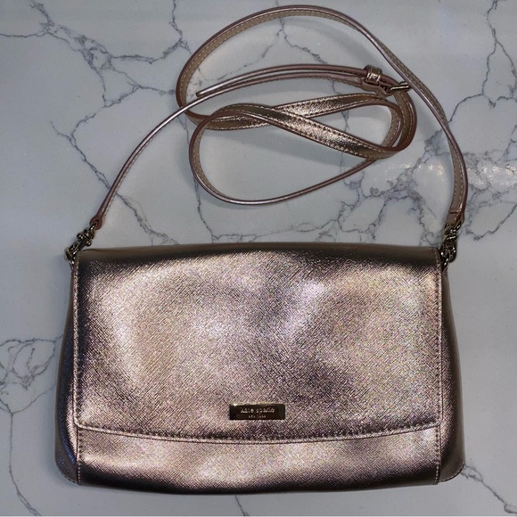 Kate Spade Rose Gold Laurel Way Greer Metallic Crossbody Bag with Chain - Picture 6 of 15